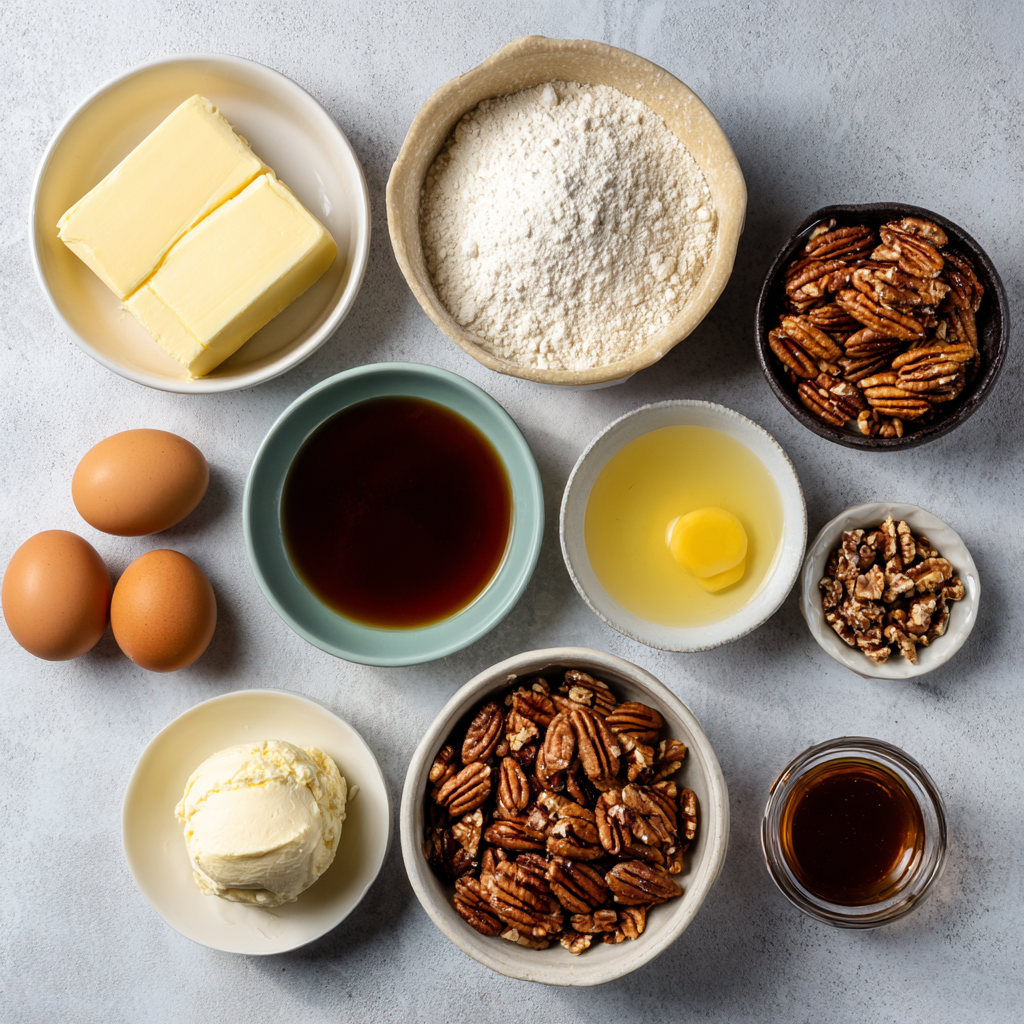 Ingredients for pecan pie dump cake crockpot recipe