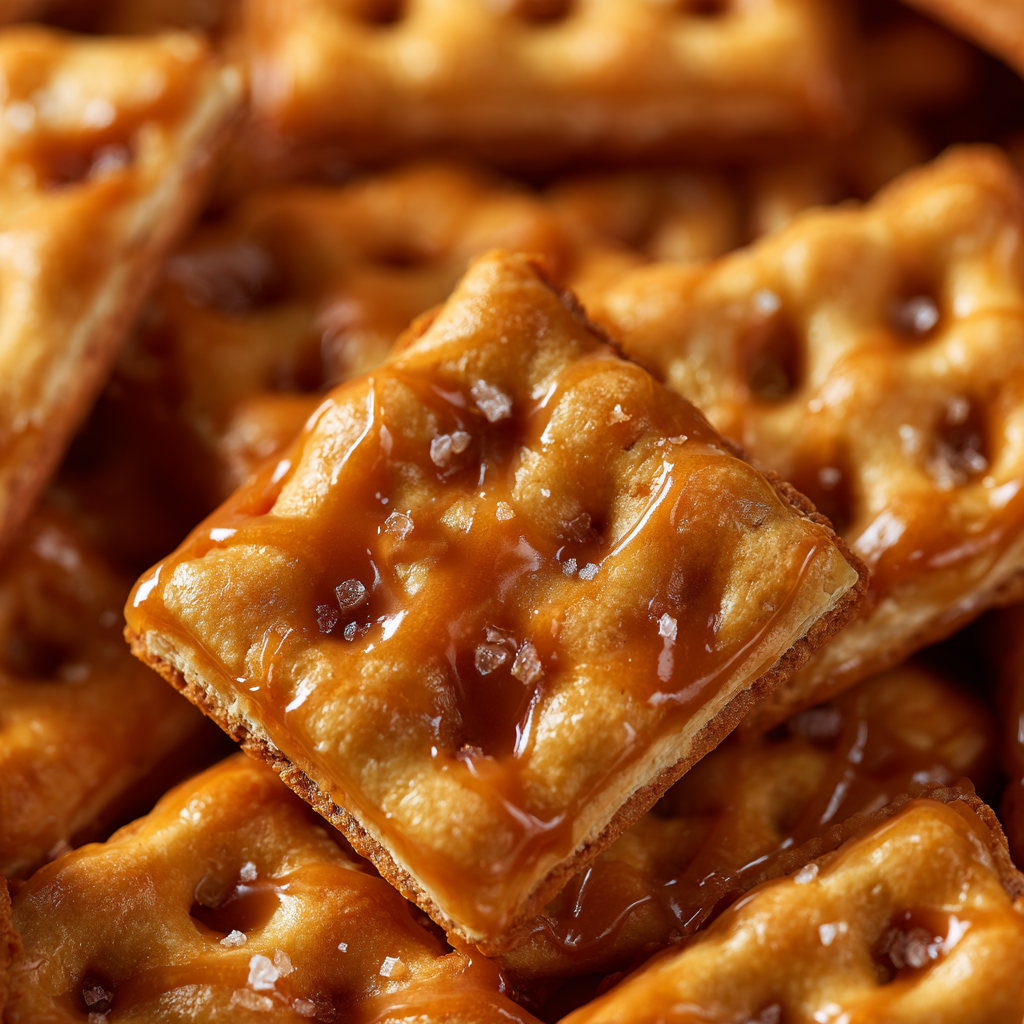Caramelized oyster crackers baking in the oven