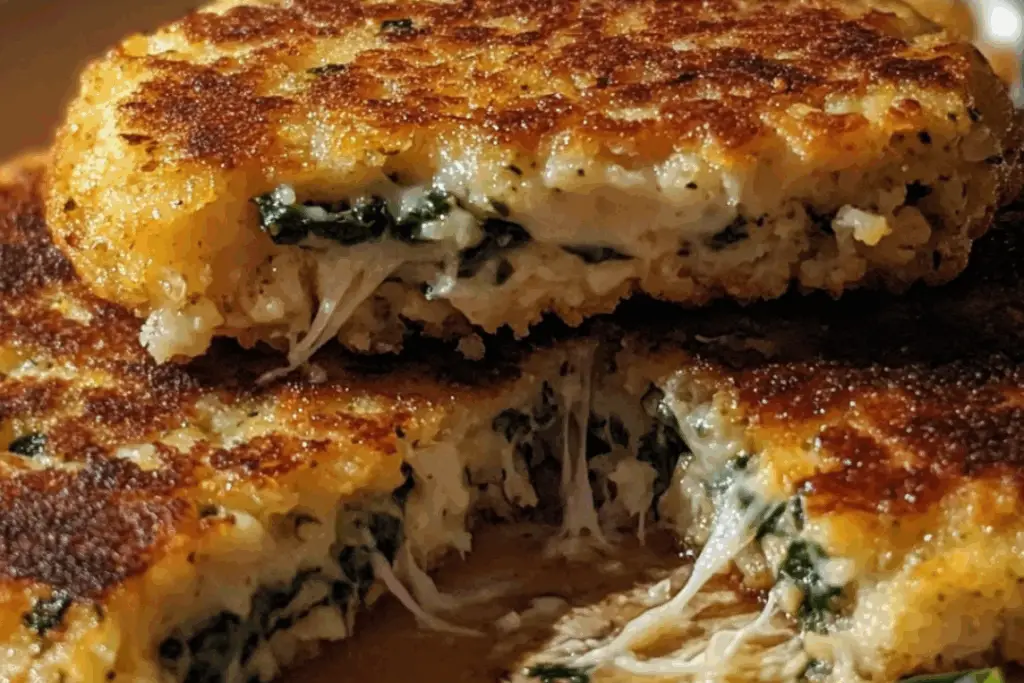 Spinach and Cheese Stuffed Cauliflower Patties