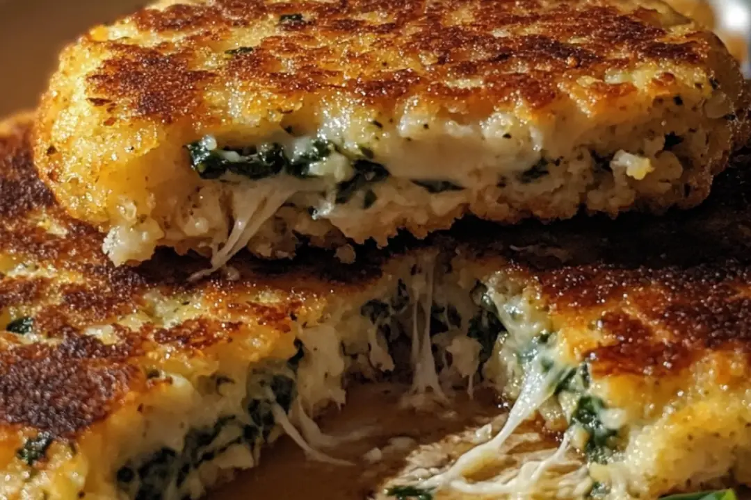 Spinach and Cheese Stuffed Cauliflower Patties