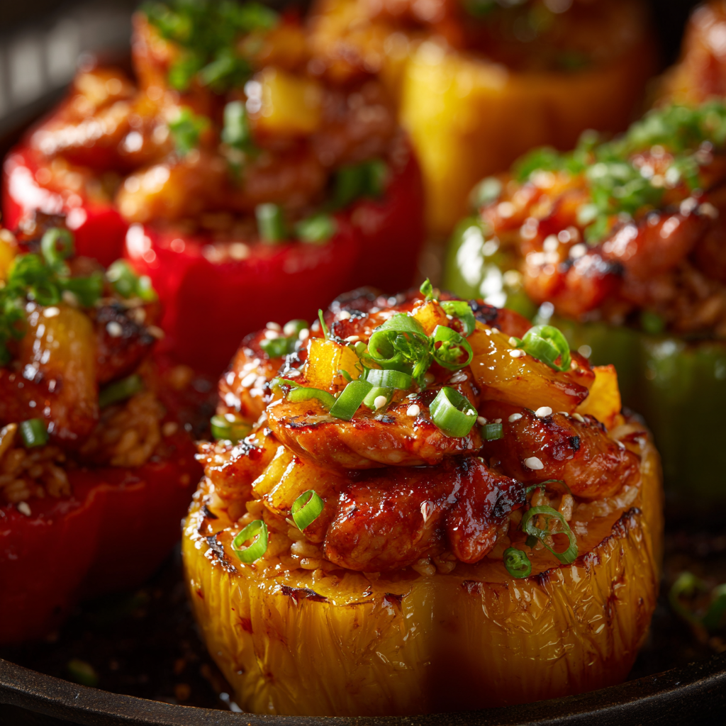 Teriyaki Pineapple Stuffed Peppers โ vegan, spicy, and classic