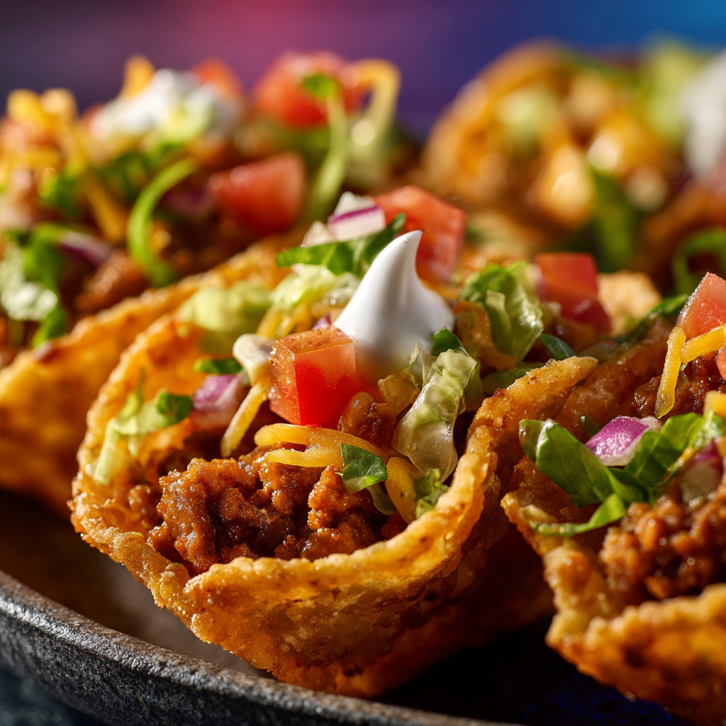 Party platter of Taco Ranch Bites with dips and garnishes