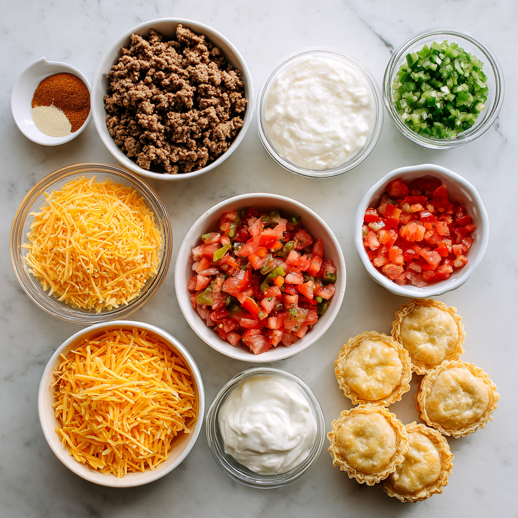 Preparing Taco Ranch Bites filling and stuffing phyllo shells