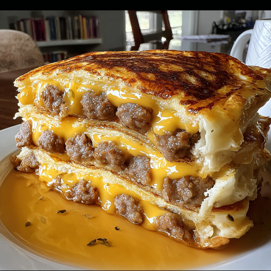 โGolden pancake sausage breakfast bake fresh from the oven, featuring fluffy pancakes layered with savory sausage and baked to perfection โ perfect for a hearty morning meal.โ