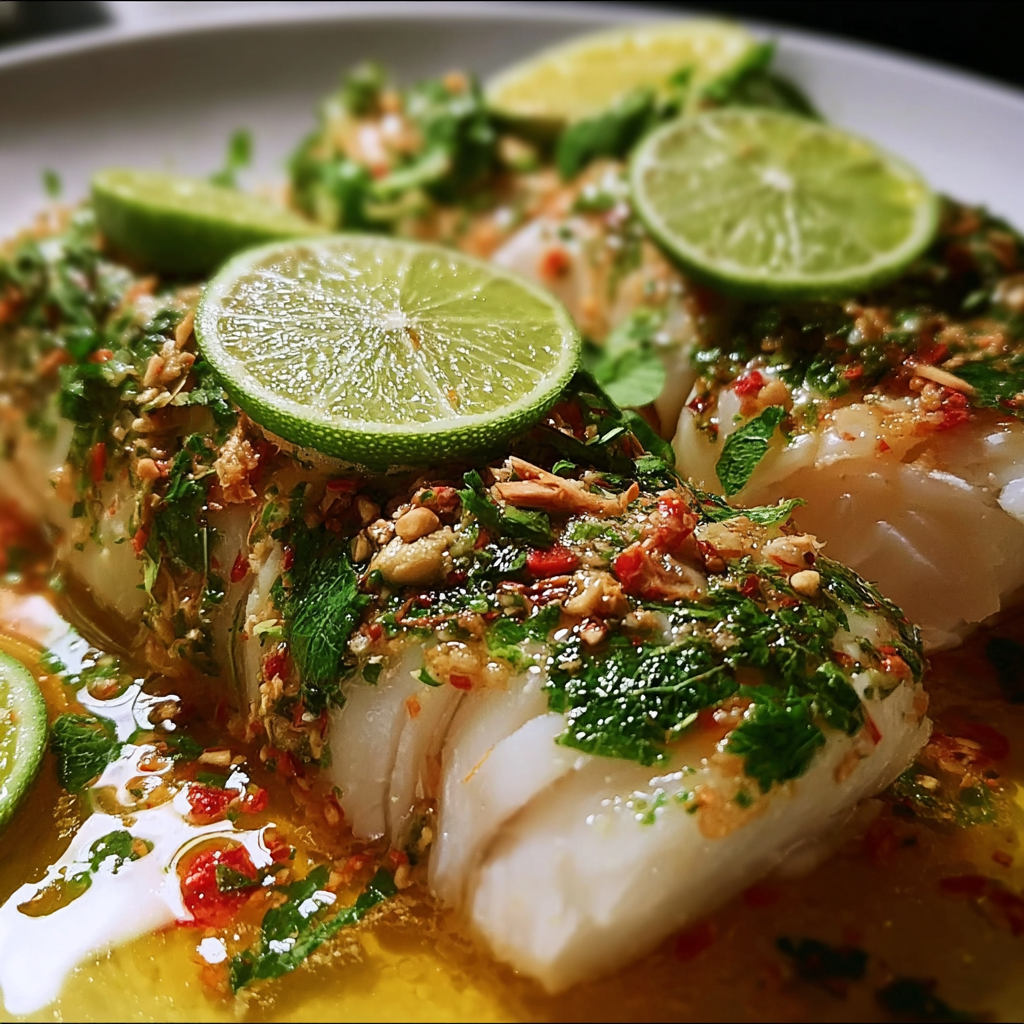 Thai Lime-Garlic Steamed Fish