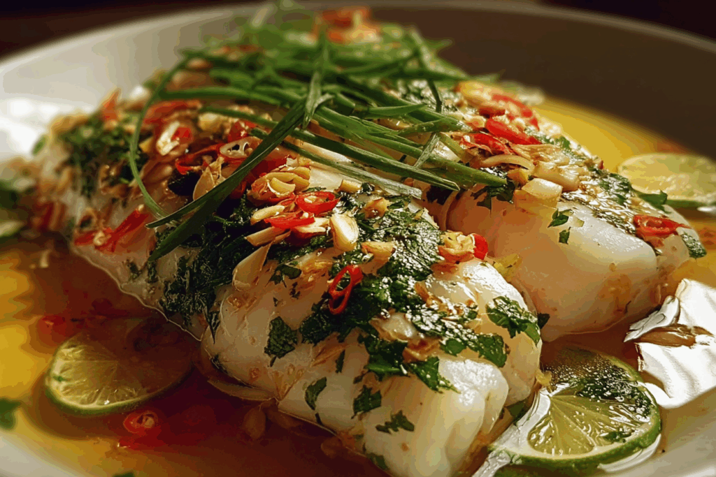 Thai Lime-Garlic Steamed Fish