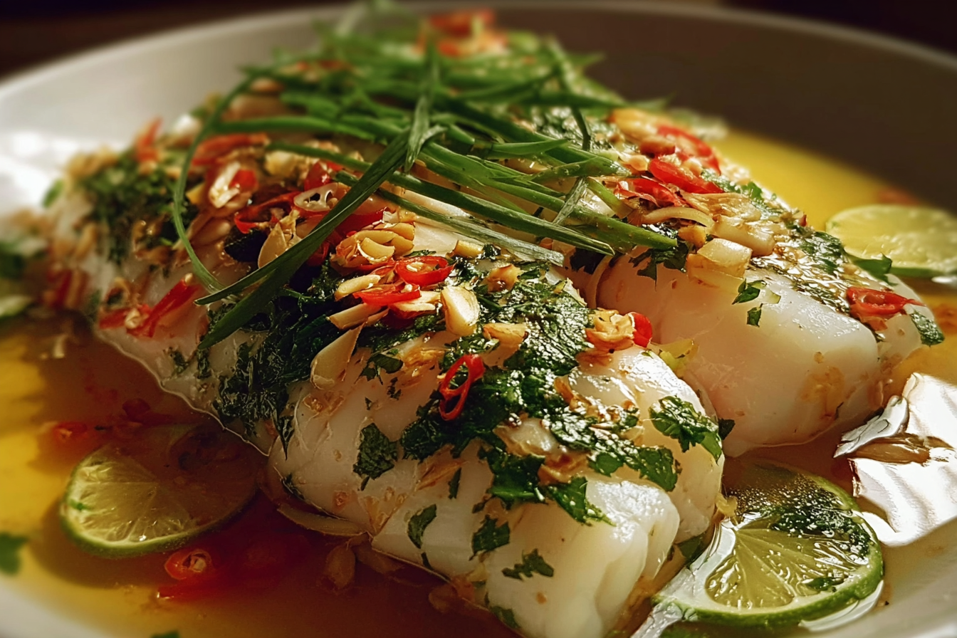 Thai Lime-Garlic Steamed Fish
