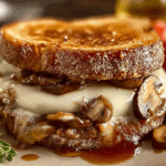 Swiss Mushroom Melt Delight sandwich cut open