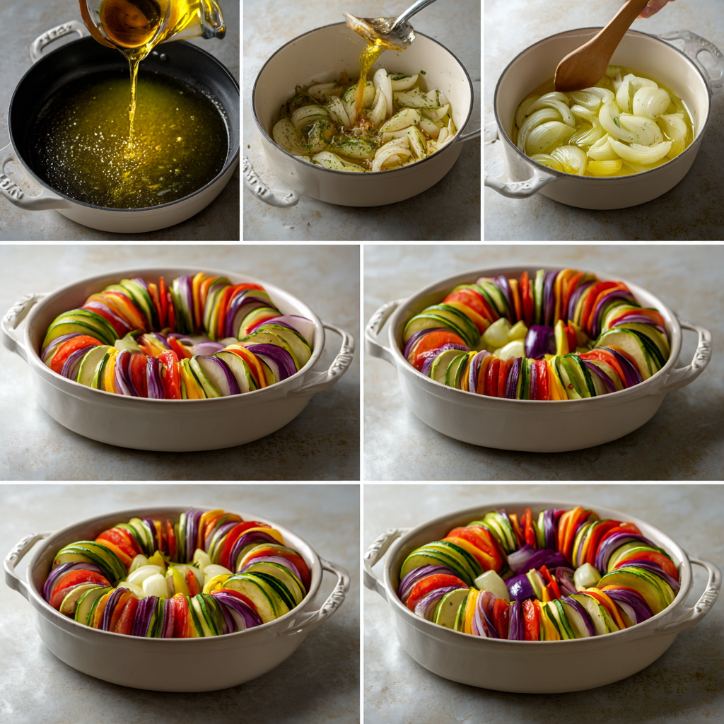 Perfectly plated ratatouille recipe slice