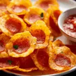 Close-up of 2-Ingredient Pizza Chips fresh out of the oven