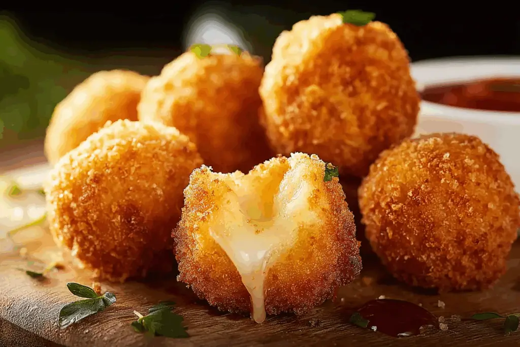 Crispy Fried Cheese Balls served with marinara sauce