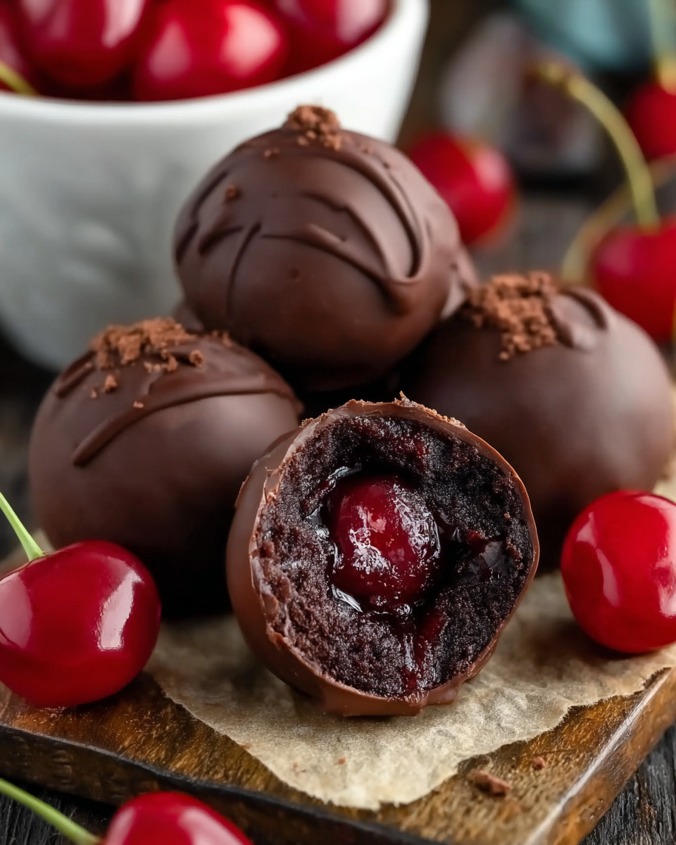 Dipping a brownie bomb into melted chocolate coating.