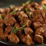 Crockpot filled with garlic butter steak bites