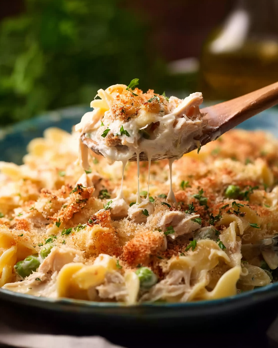Full dinner with tuna casserole and side dishes