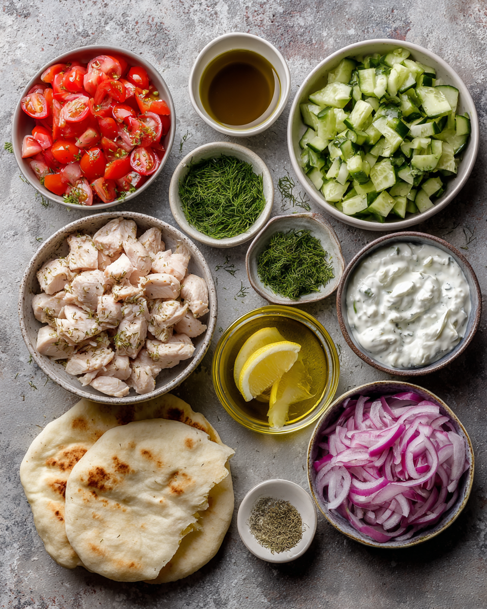 Chicken breast marinating for Greek gyros.