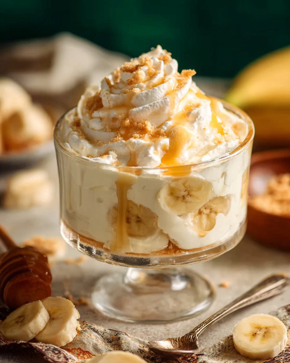 Spoon in banana pudding