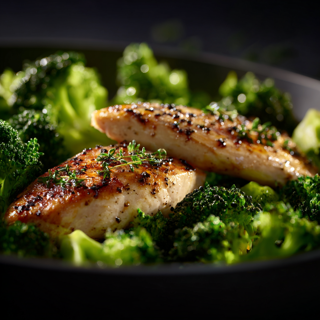 Asian chicken and broccoli recipe with sesame seeds and soy glaze