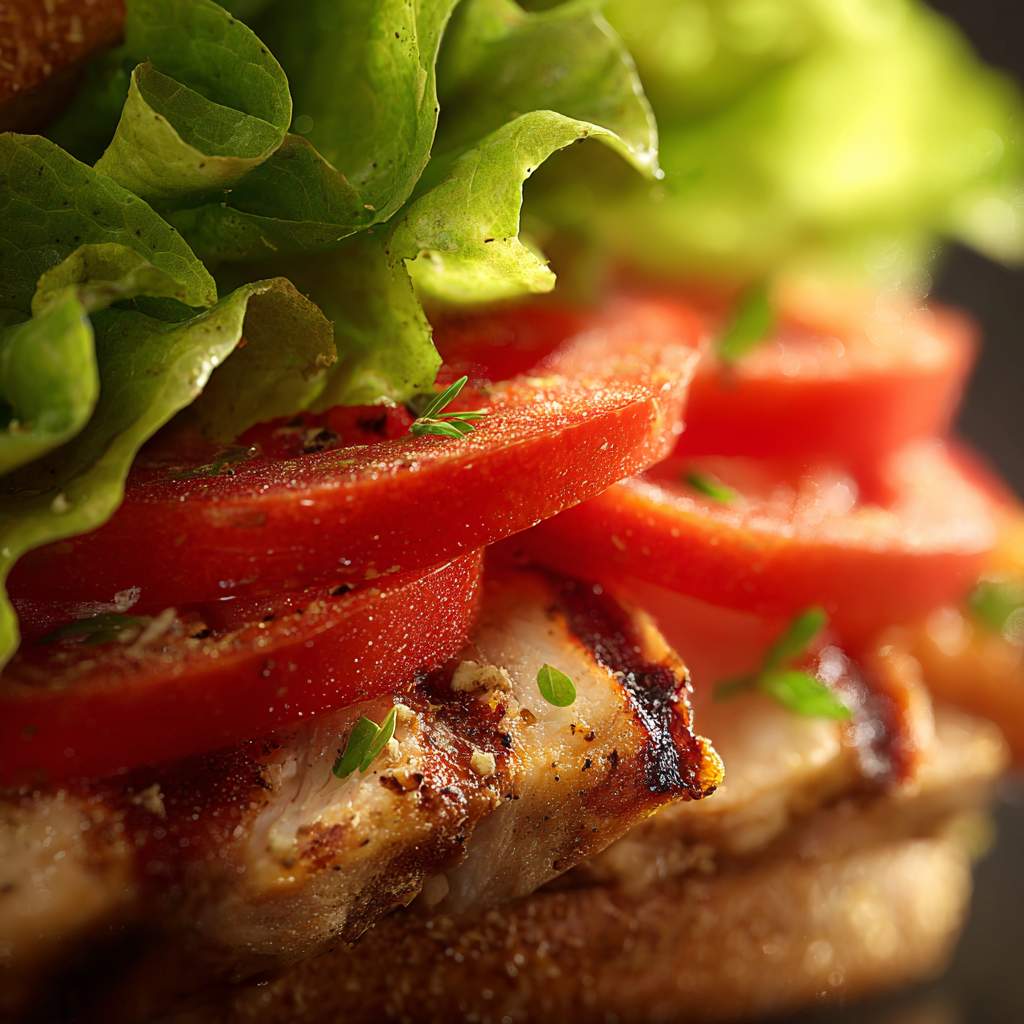 sandwich assembly garlic butter lettuce tomato grilled chicken