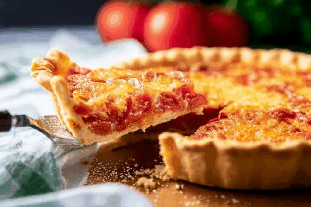 Best Tomato Pie with fresh basil and golden crust