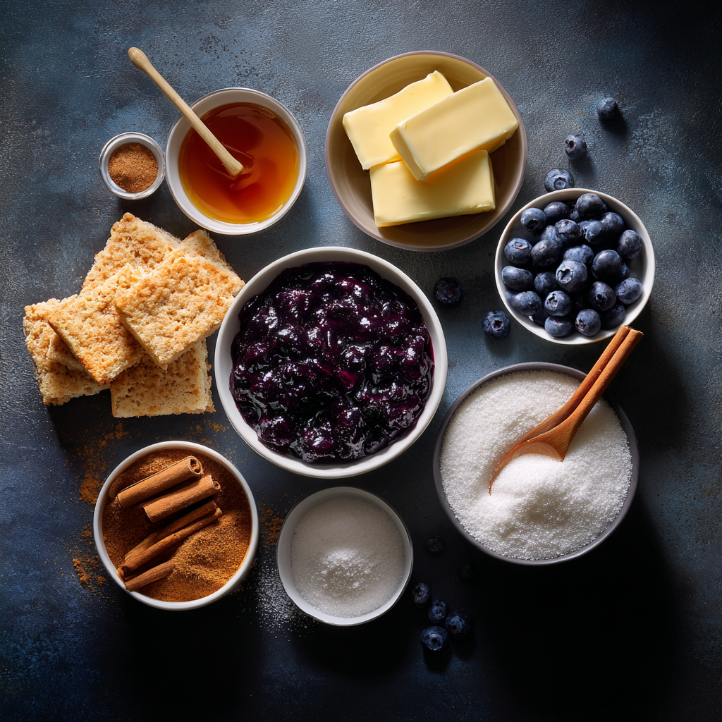 Ingredients for blueberry pie bombs