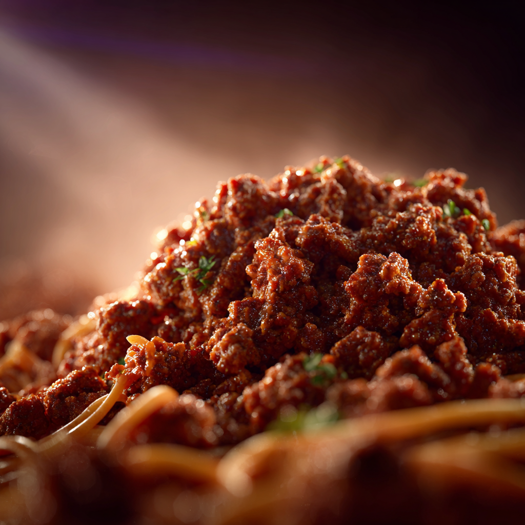 Cozy spaghetti Bolognese dinner with wine and garlic bread