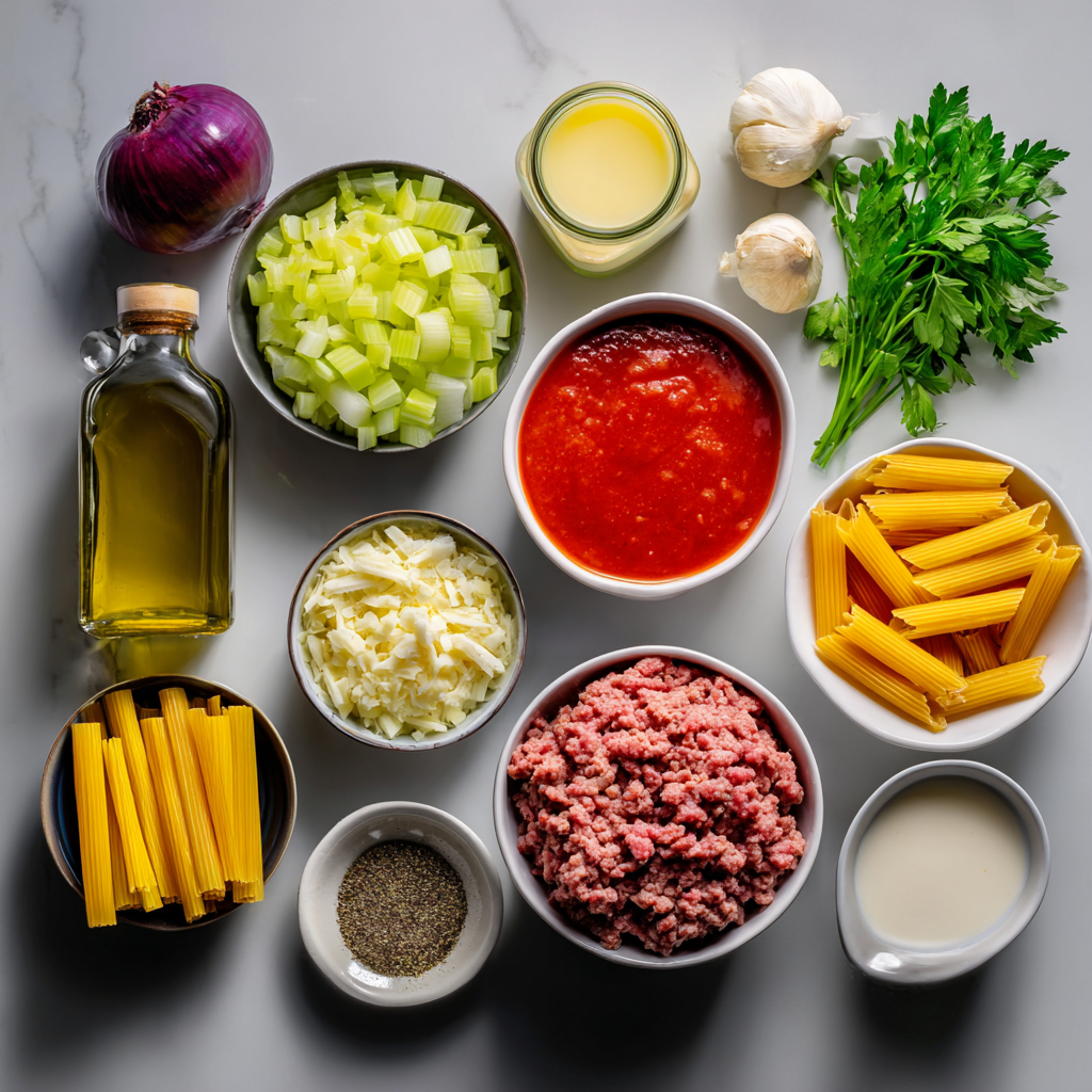 Ground beef and pork for spaghetti Bolognese recipe
