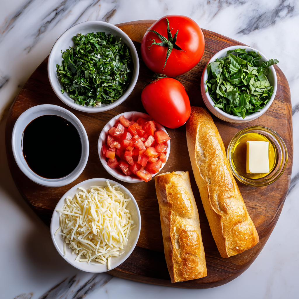 Fresh ingredients for the best Italian bruschetta recipe