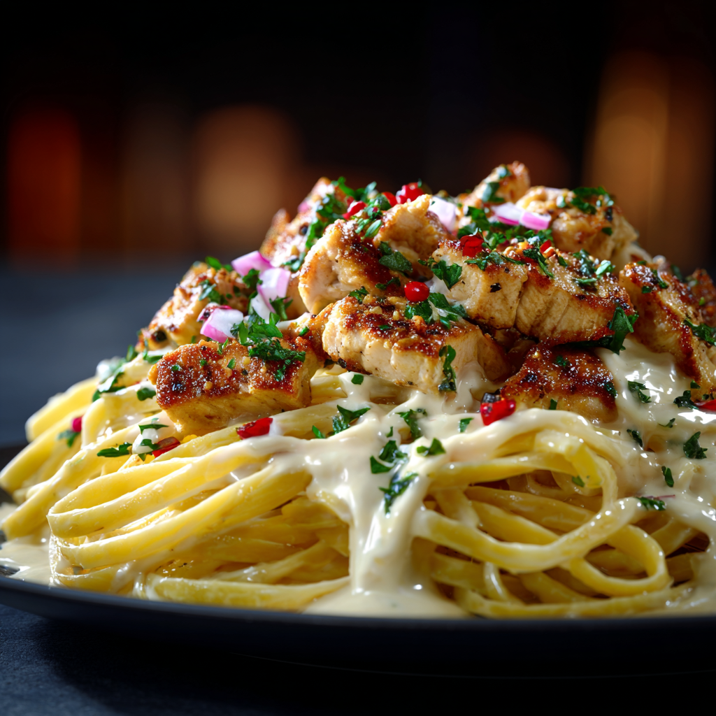 Baked creamy Cajun chicken linguine casserole