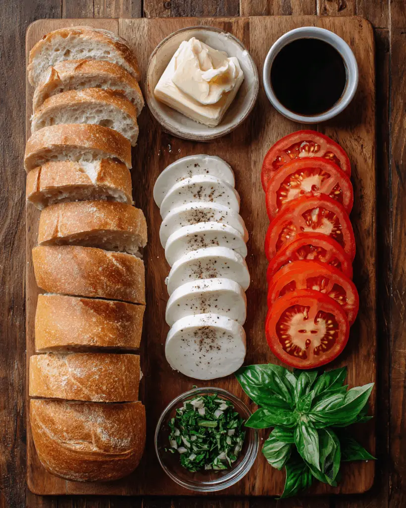 All the fresh ingredients you need for Caprese Garlic Bread