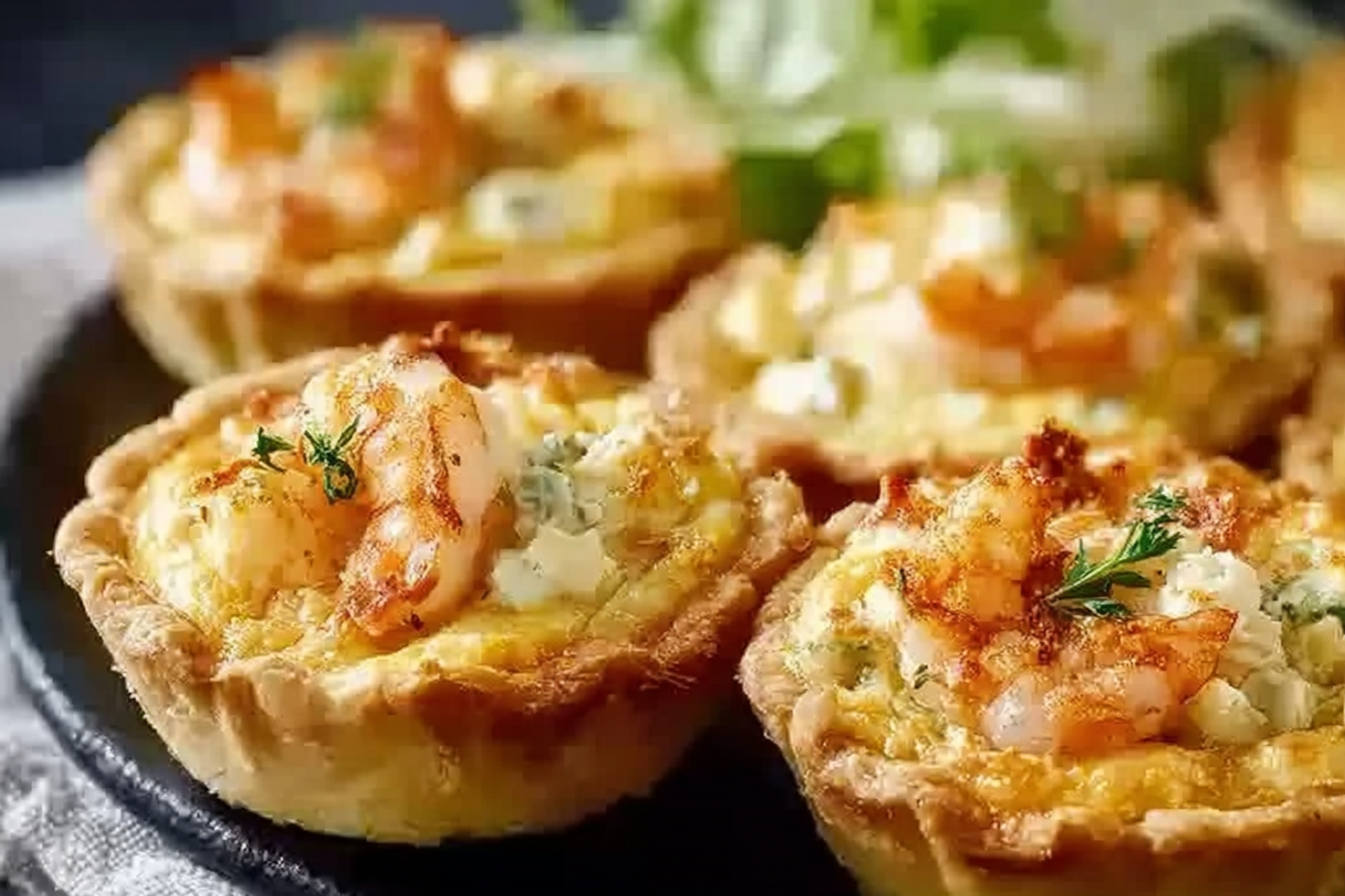 Cheddar crab and shrimp mini quiches fresh-baked