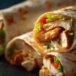 Cheesy Chicken Garlic Wrap cut open with melty cheese