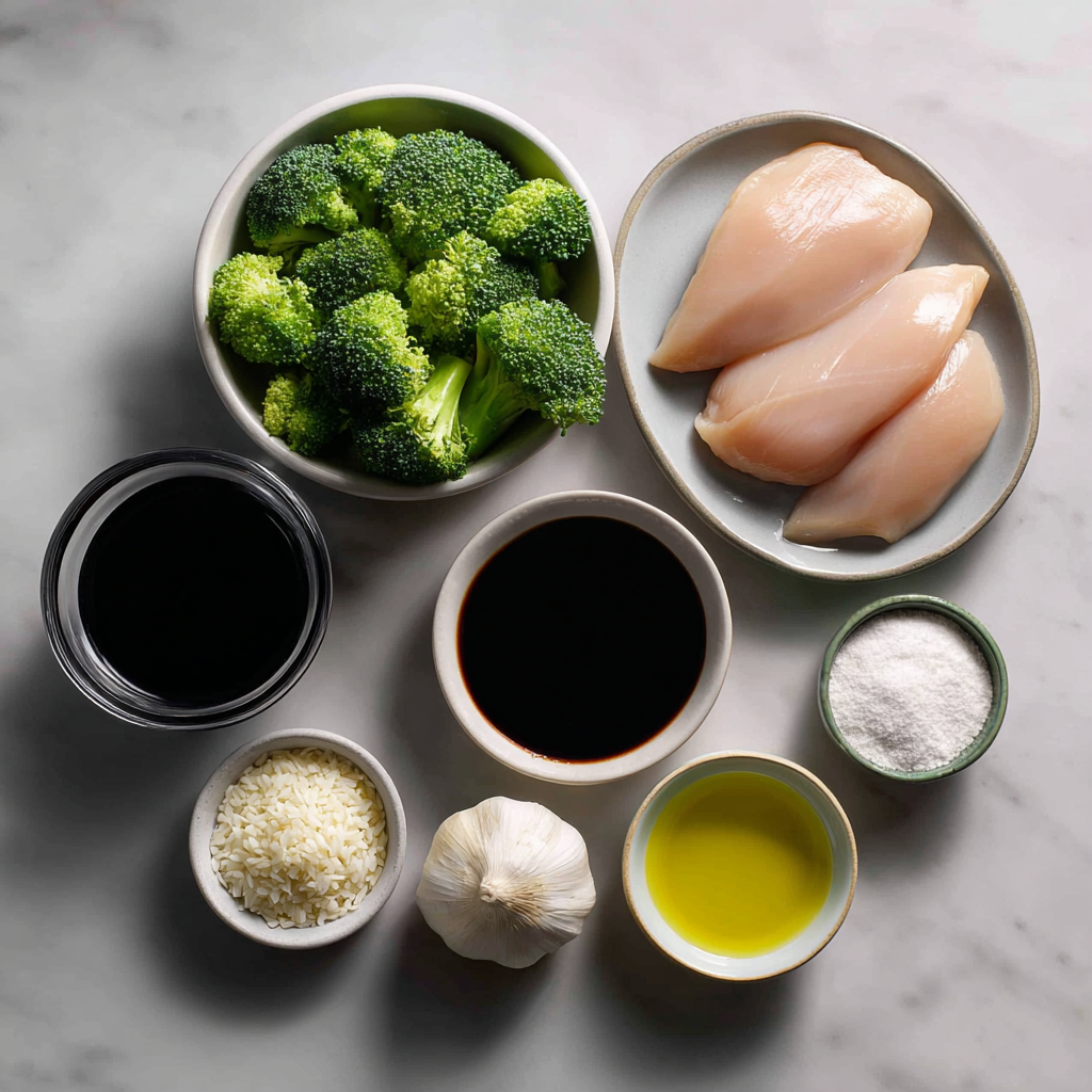 chicken and broccoli recipe sauce ingredients ready for mixing