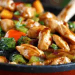 chicken stir fry recipe with colorful vegetables