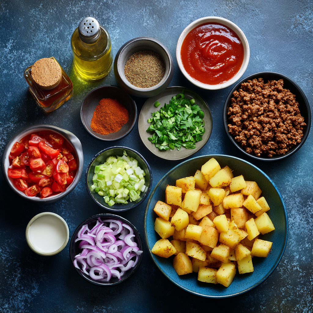 Ingredients for Chipotle Beef Potato Bowls recipe