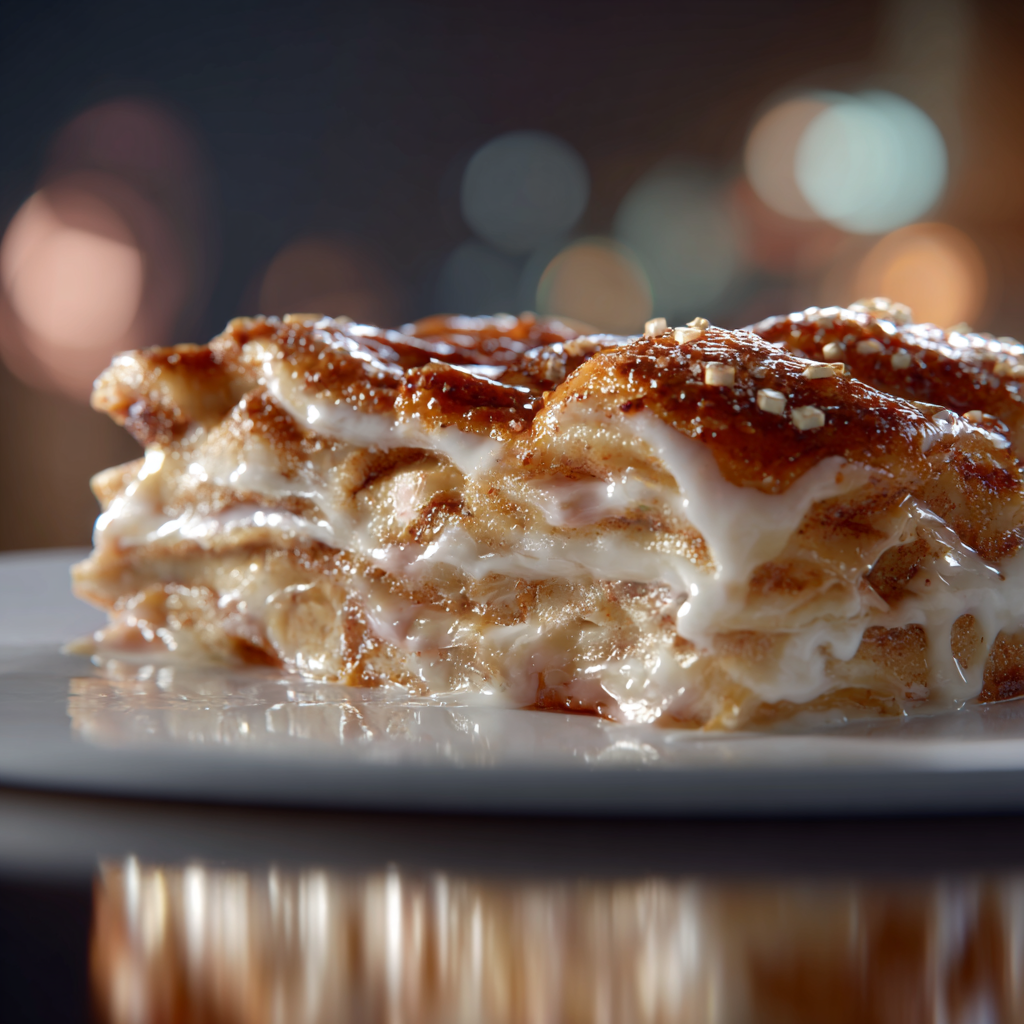 Building Cinnamon Roll Apple Lasagna layer by layer