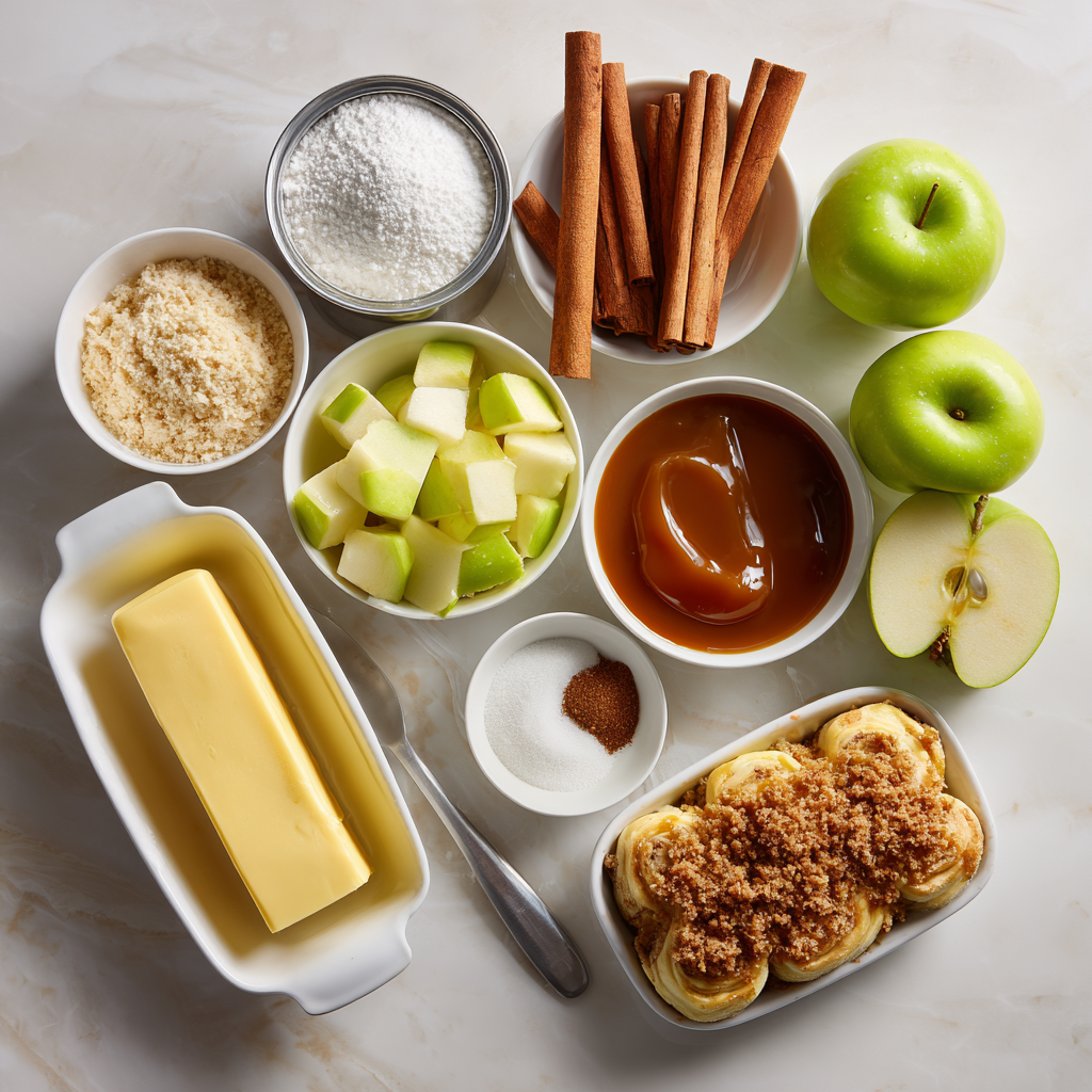 Ingredients for Cinnamon Roll Apple Lasagna recipe