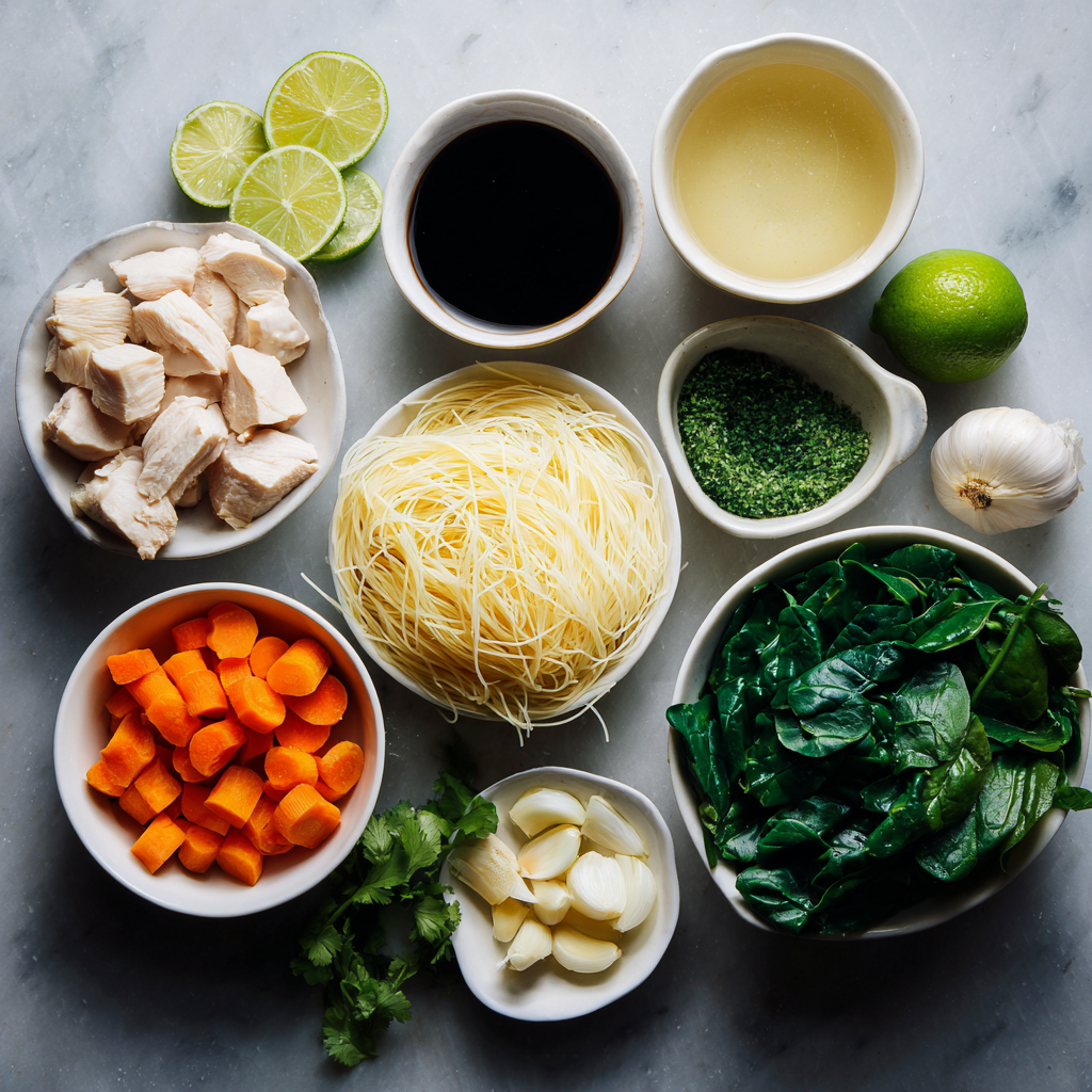 cooking cozy chicken vermicelli soup with fresh aromatics