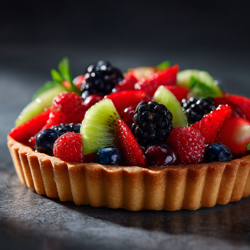 Decorating a fruit tart recipe with fresh fruit