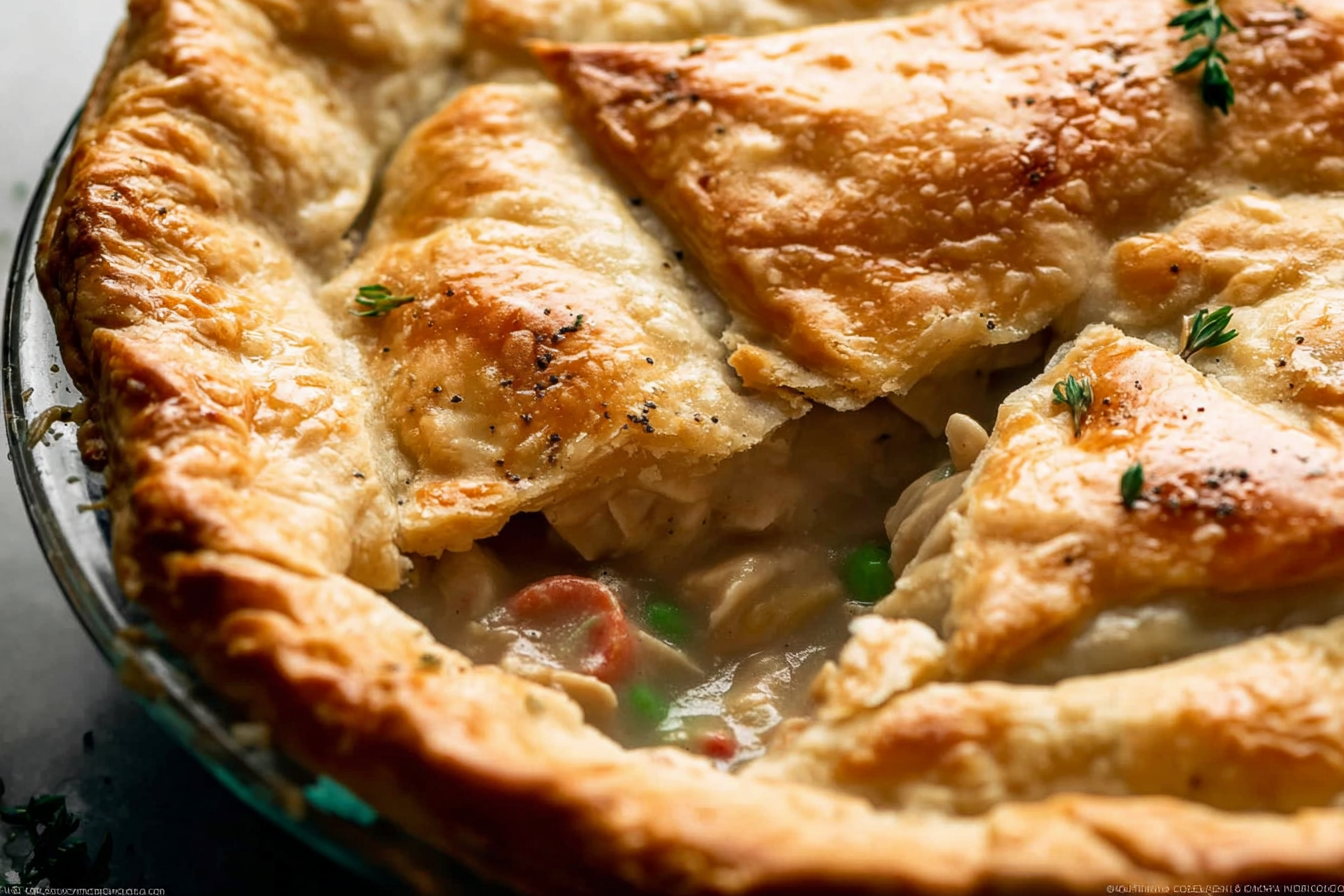 homemade chicken pot pie recipe with golden flaky crust