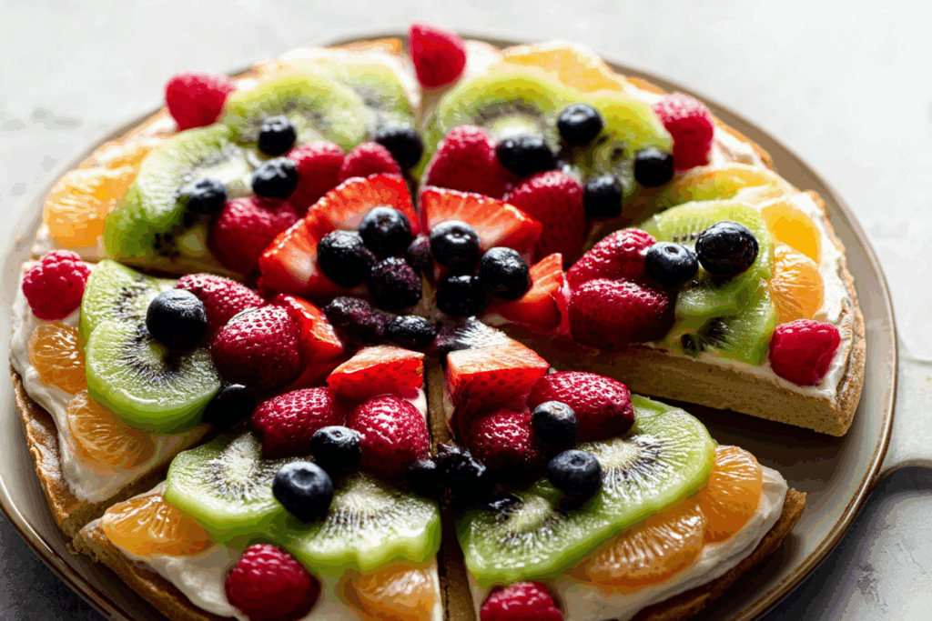 fruit pizza recipe with cream cheese and fresh fruit