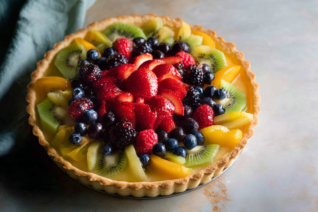 Fruit tart recipe with custard and fresh fruit