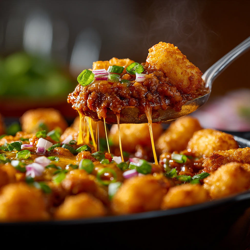 Grown In Idaho Super Crispy Tots topping the chili casserole