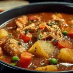Hearty chicken and vegetable stew served hot with fresh herbs