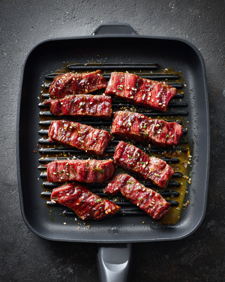 honey glazed steak strips served with vegetables and potatoes