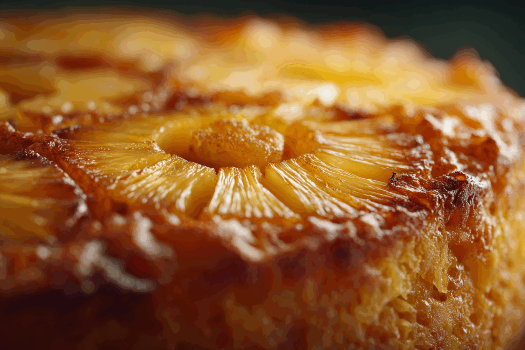Freshly baked juicy pineapple heaven cake with pineapple glaze