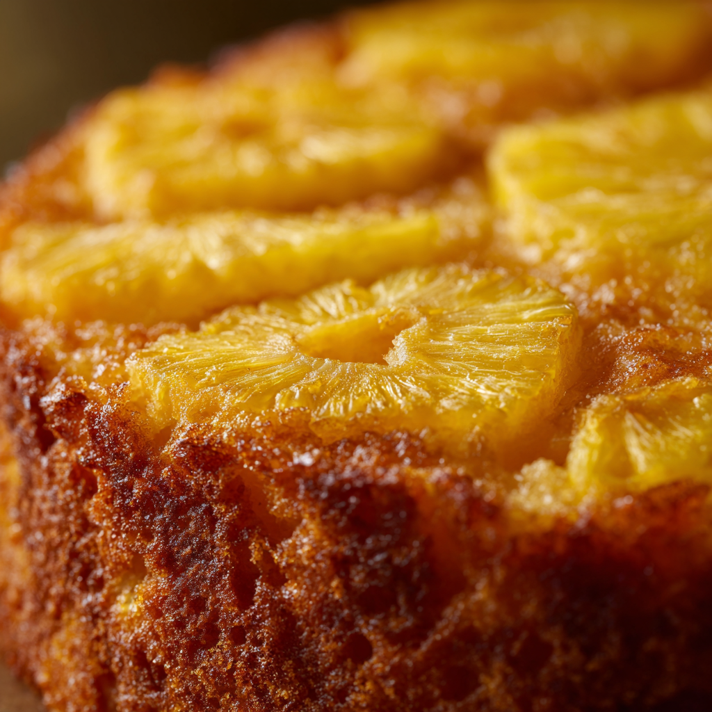 Plated juicy pineapple heaven cake with glaze and mint