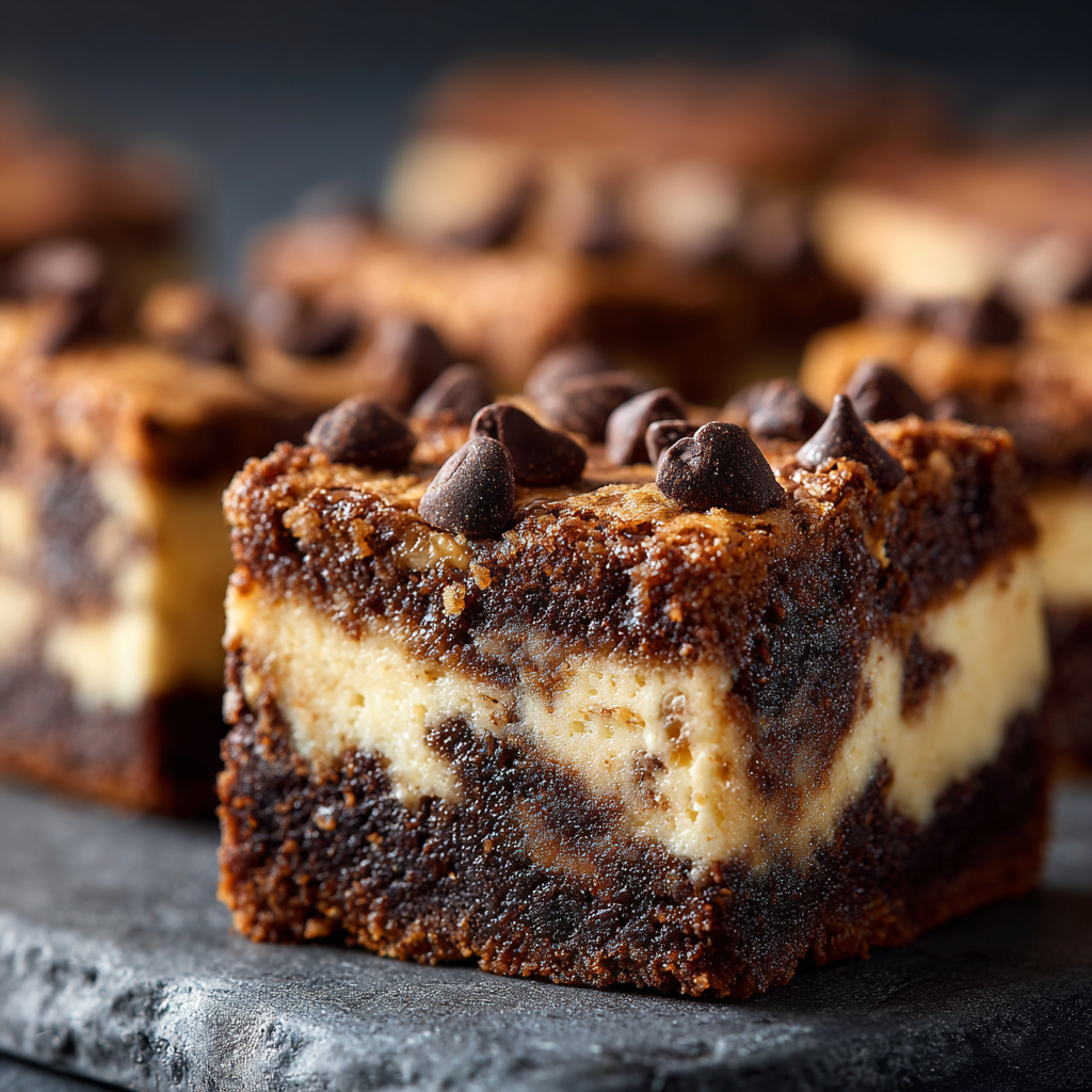 Pouring cheesecake batter over brownie base