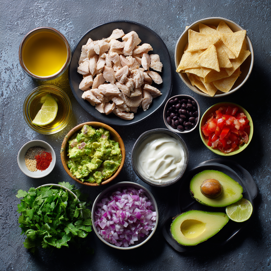Ingredients for honey lime chicken for wonton tacos
