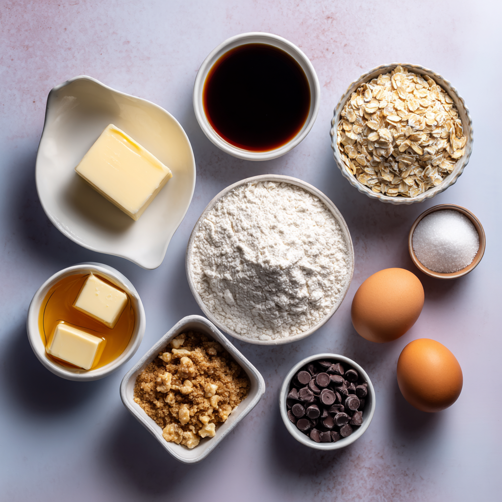 Ingredients for homemade oatmeal cookies