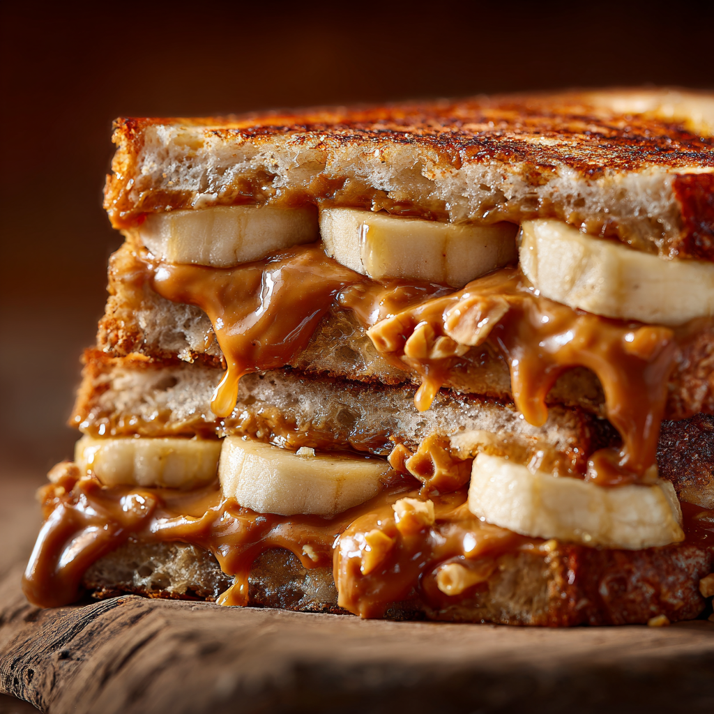 Ingredients for grilled peanut butter banana sandwich
